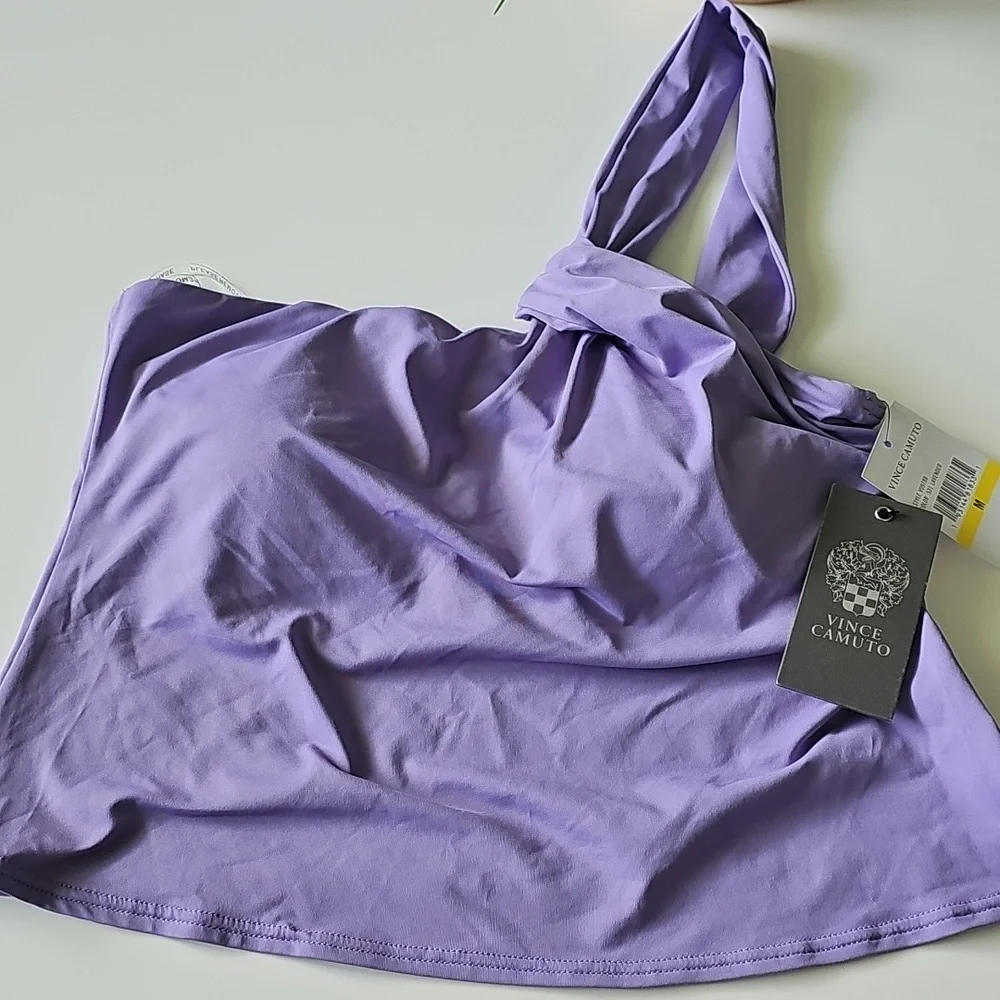 NWT Vince Camuto One-Shoulder Lavender Tankini Swim Top